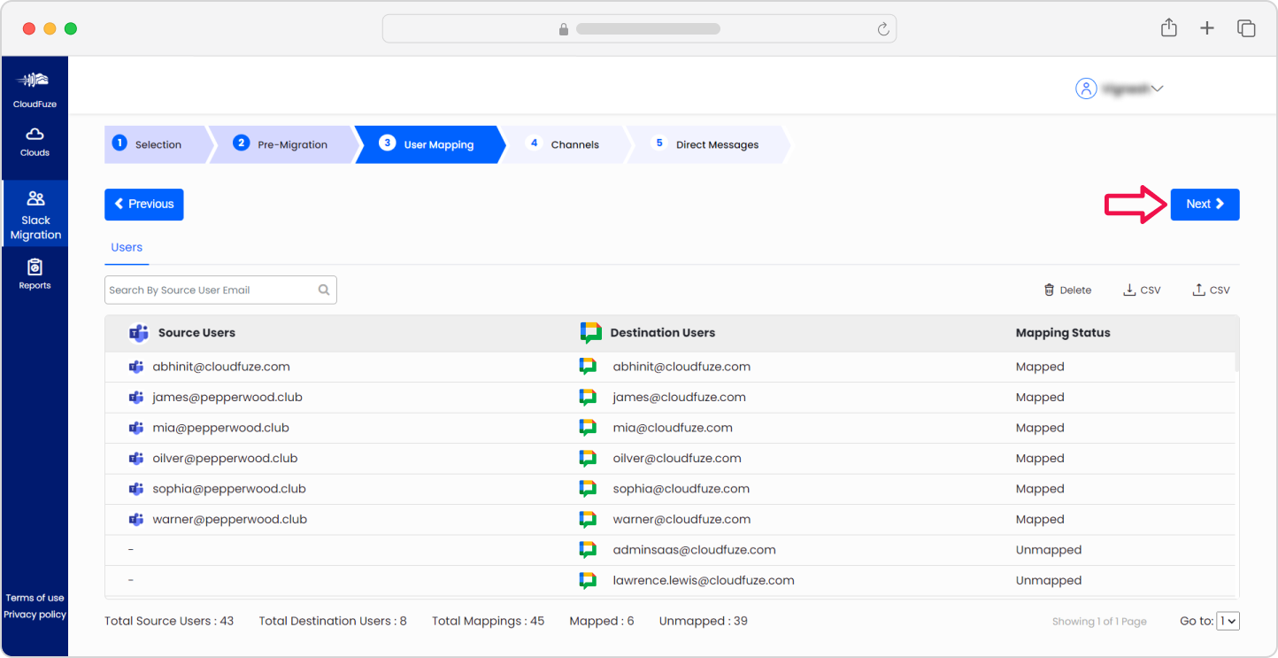 Teams to Google Chat user mapping