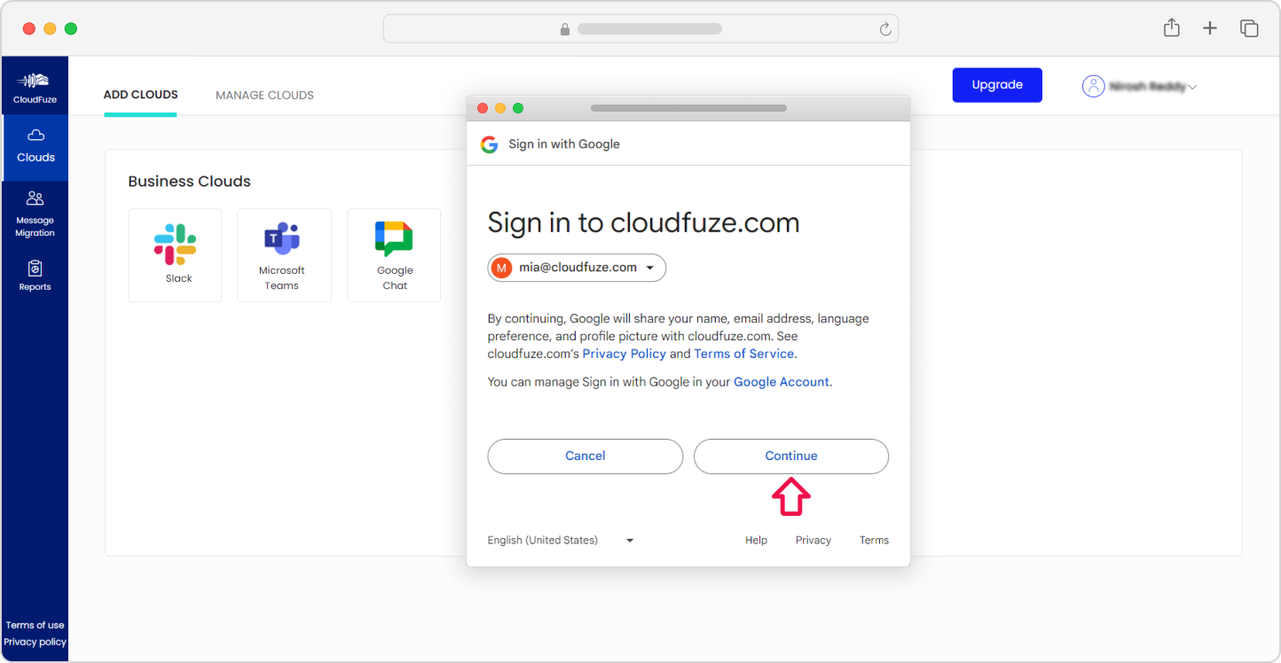 Authenticate the Google Chat Cloud