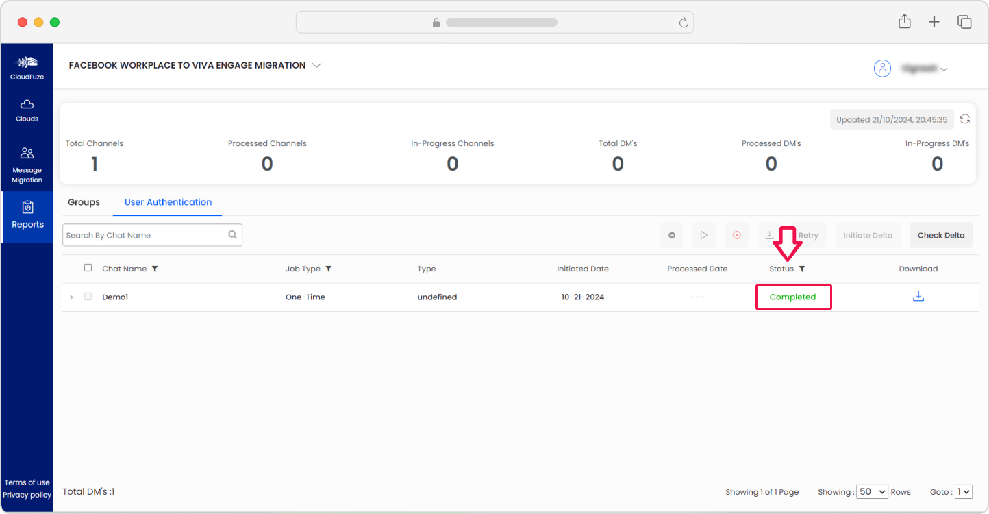 Workplace to Viva Engage migration User Authentication reports