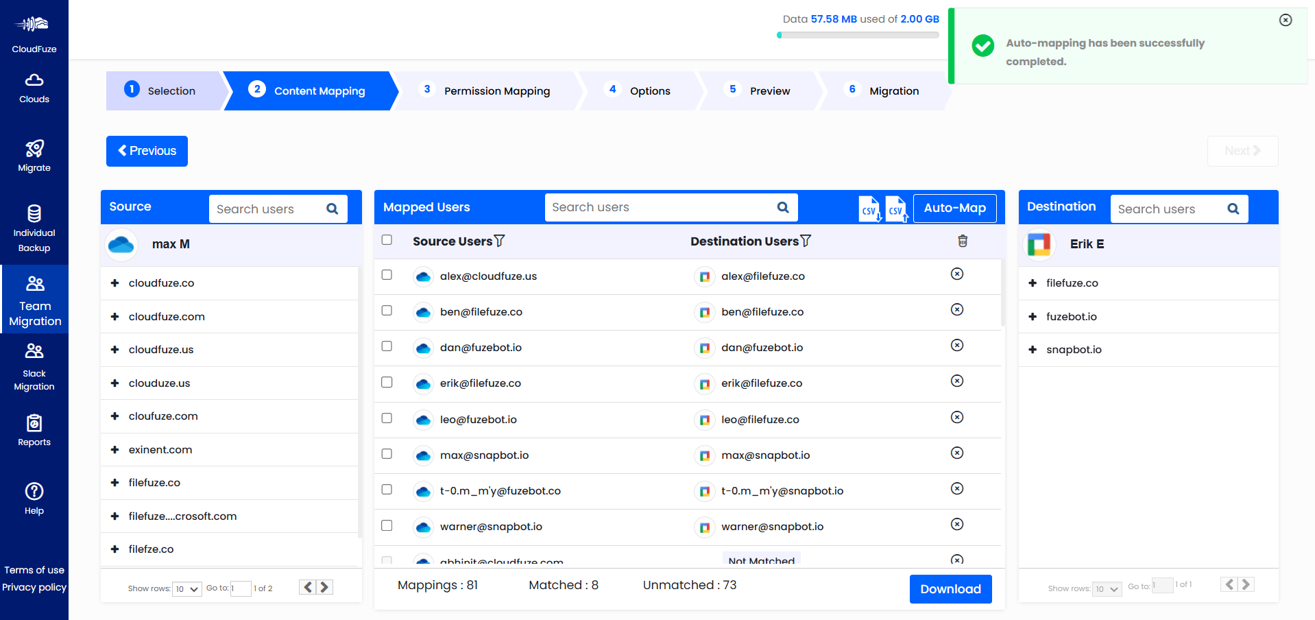 Auto-mapping user accounts