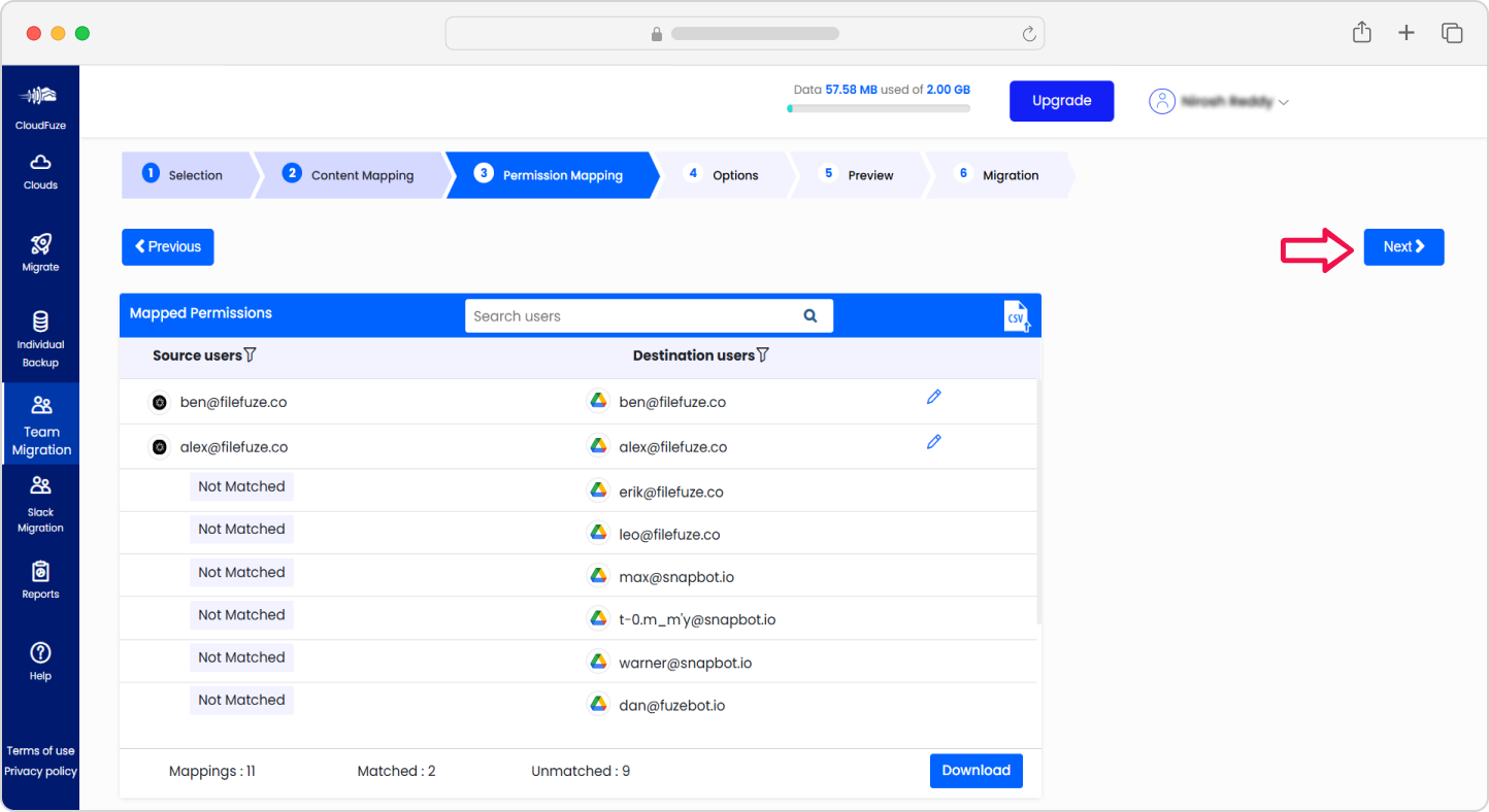 Permissions mapping