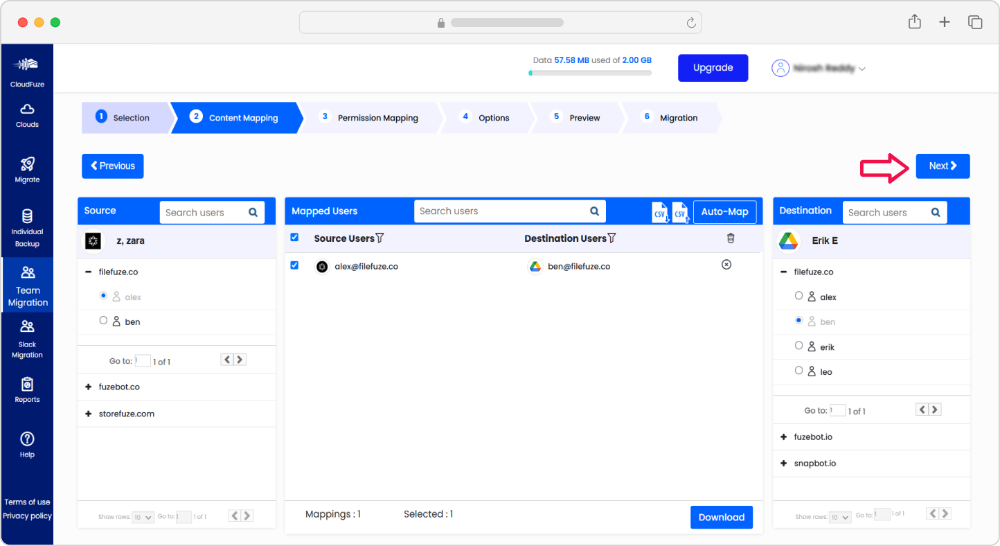 Selecting mapped users