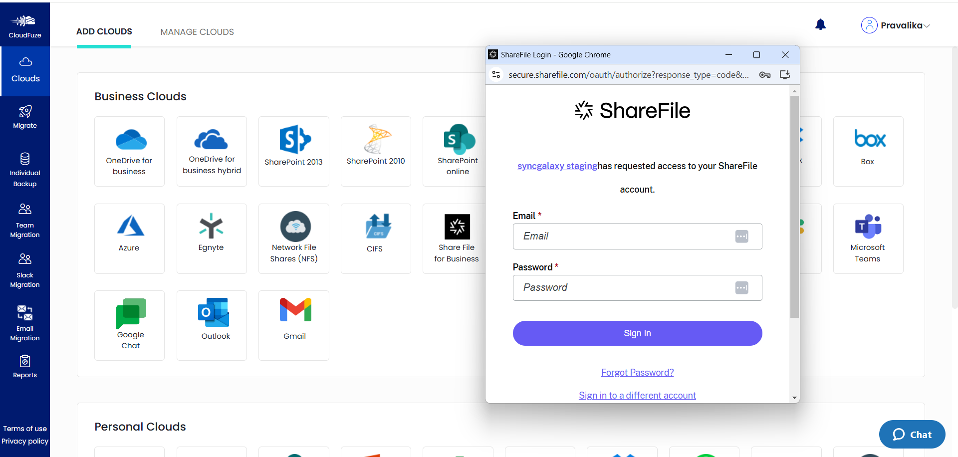 ShareFile cloud adding