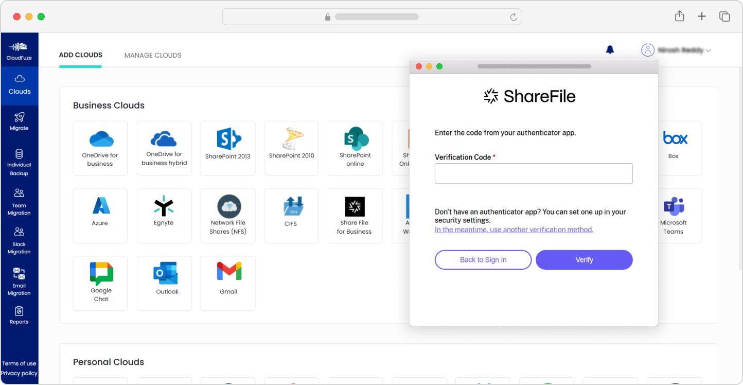 ShareFile cloud authentication