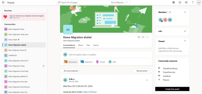 Meta Workplace group migrated to Viva Engage