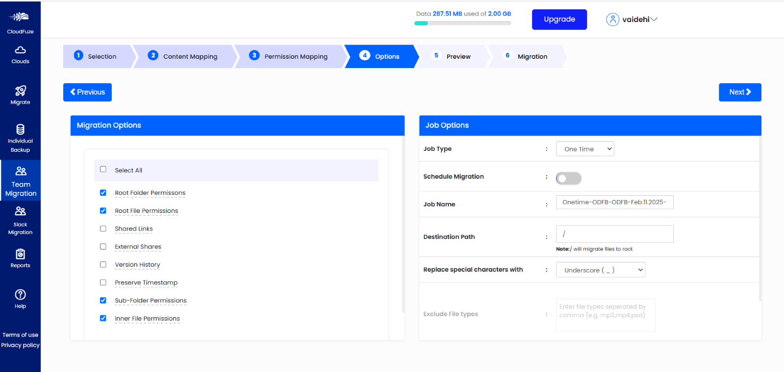 Permissions migration from OneDrive to OneDrive